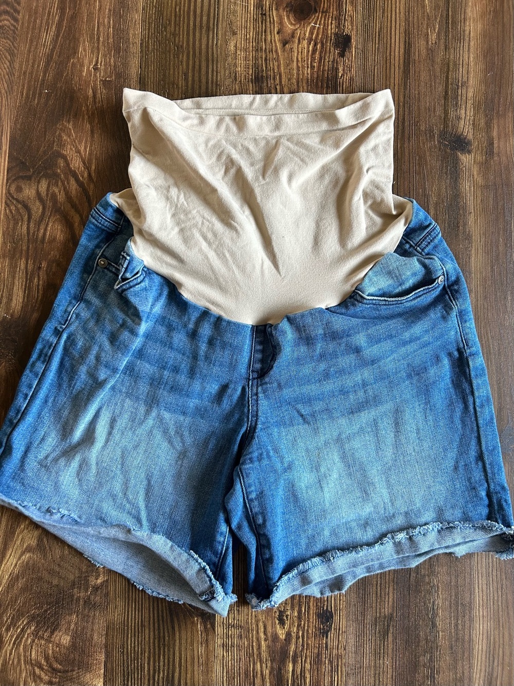 Maternity Denim Jean Shorts Lot Full Panel Medium 8-10 - Picture 5 of 10